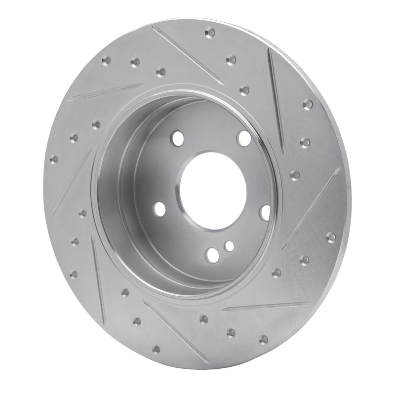 Mercedes-Benz E320 Brake Rotor (1) - Rear Left - R1 Concepts - Drilled & Slotted - Silver - `98-`03